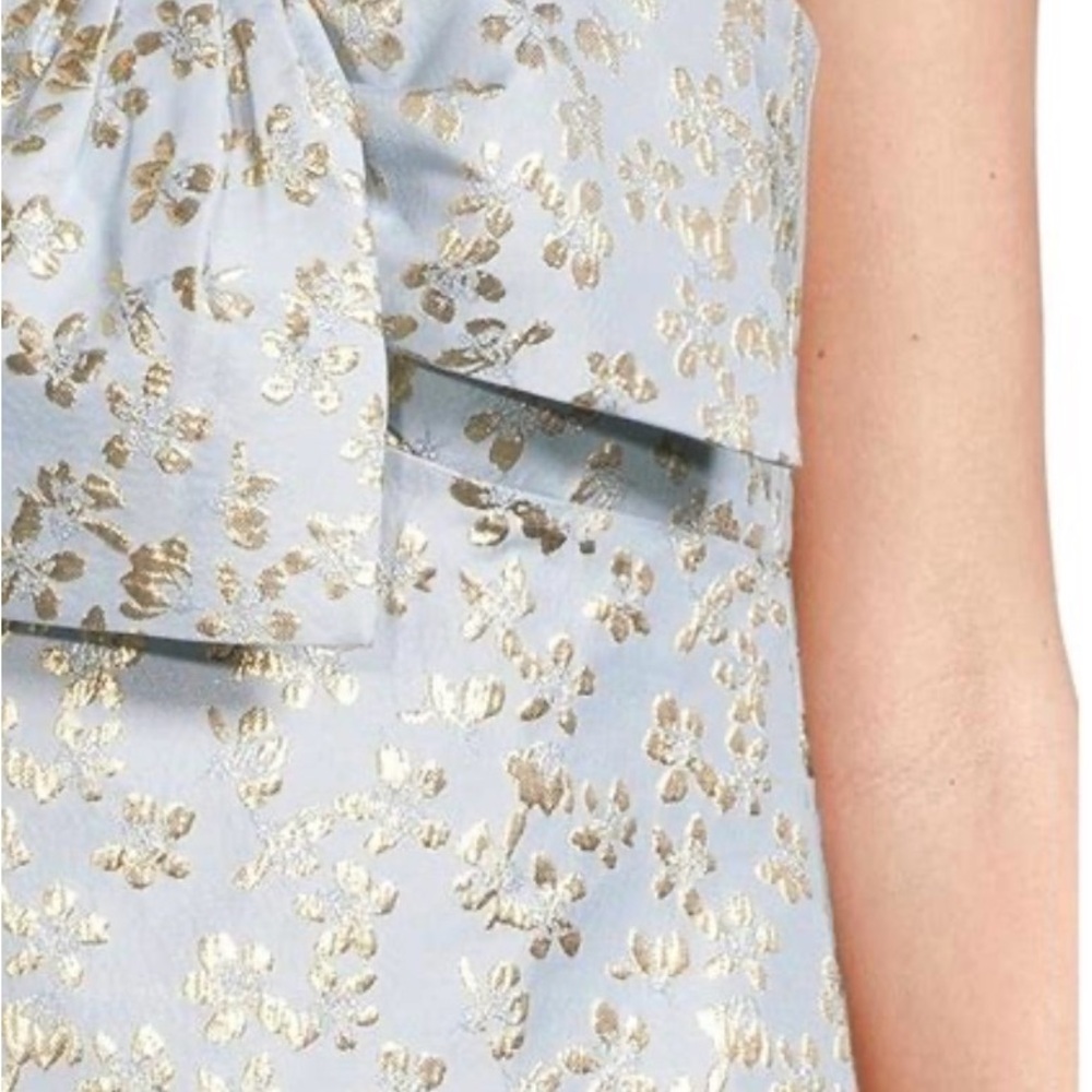 Lilly Pulitzer Strapless Light Blue Dress with Gold Floral Jacquard